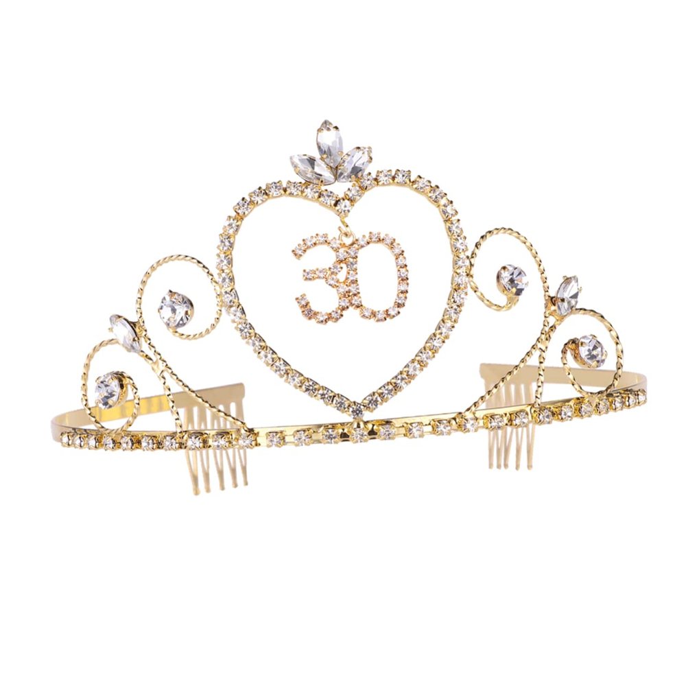 Baluue 1pc Golden Rhinestone Birthday Comb Elegant Alloy Headwear for Birthday Celebrations for Weddings and Parties Lightweight and Design