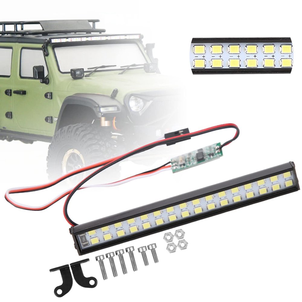 32pcs Lamp Beads RC Car Roof Lamp RC Crawler Unive Metal + Plastic Roof Lamp 100mm Universal RC Crawler Light Bar Upgrade Accessory