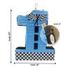 APINATA4U Number One Race Car Pinata, Blue Checkered Flag for First Birthday, Racing Theme Party Supplies, 1st Birthday for Boys, Motorsport Pinata, Race Track Decor, Kids Car view 2