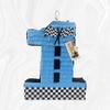 APINATA4U Number One Race Car Pinata, Blue Checkered Flag for First Birthday, Racing Theme Party Supplies, 1st Birthday for Boys, Motorsport Pinata, Race Track Decor, Kids Car view 3