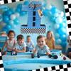 APINATA4U Number One Race Car Pinata, Blue Checkered Flag for First Birthday, Racing Theme Party Supplies, 1st Birthday for Boys, Motorsport Pinata, Race Track Decor, Kids Car view 4