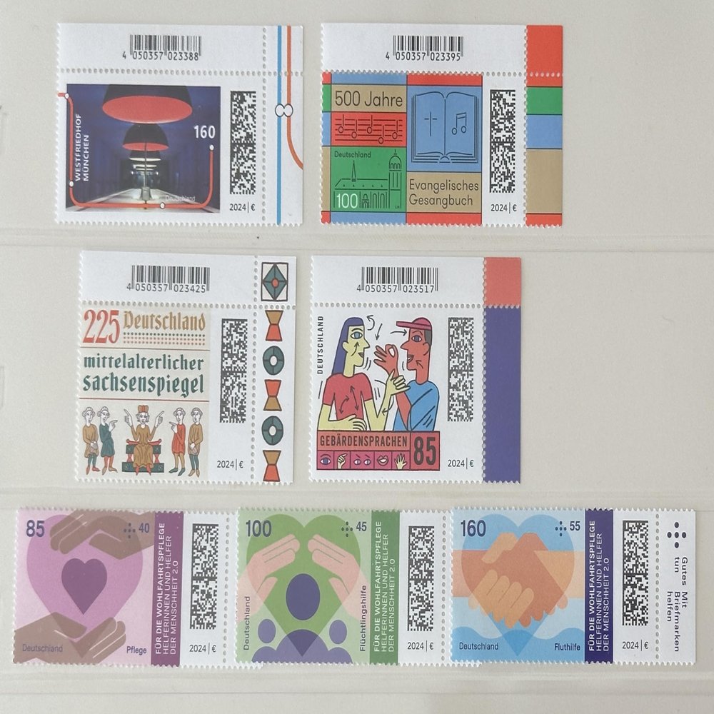 7 German Stamps BUNDESREPUBLIK 2024 Super Deal No Charge Postage Inside US