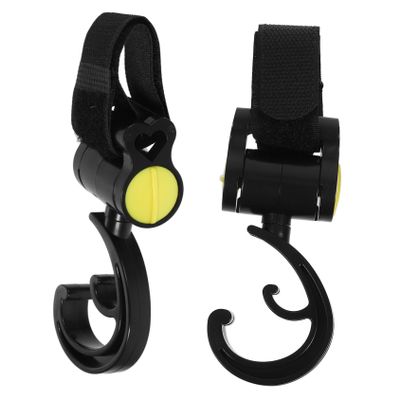 ifundom 2pcs Stroller Hooks for Bags Multipurpose Heavy-Duty Clips for Stroller Accessories Easy to Install for Hanging Diaper Bags and Shopping Yellow