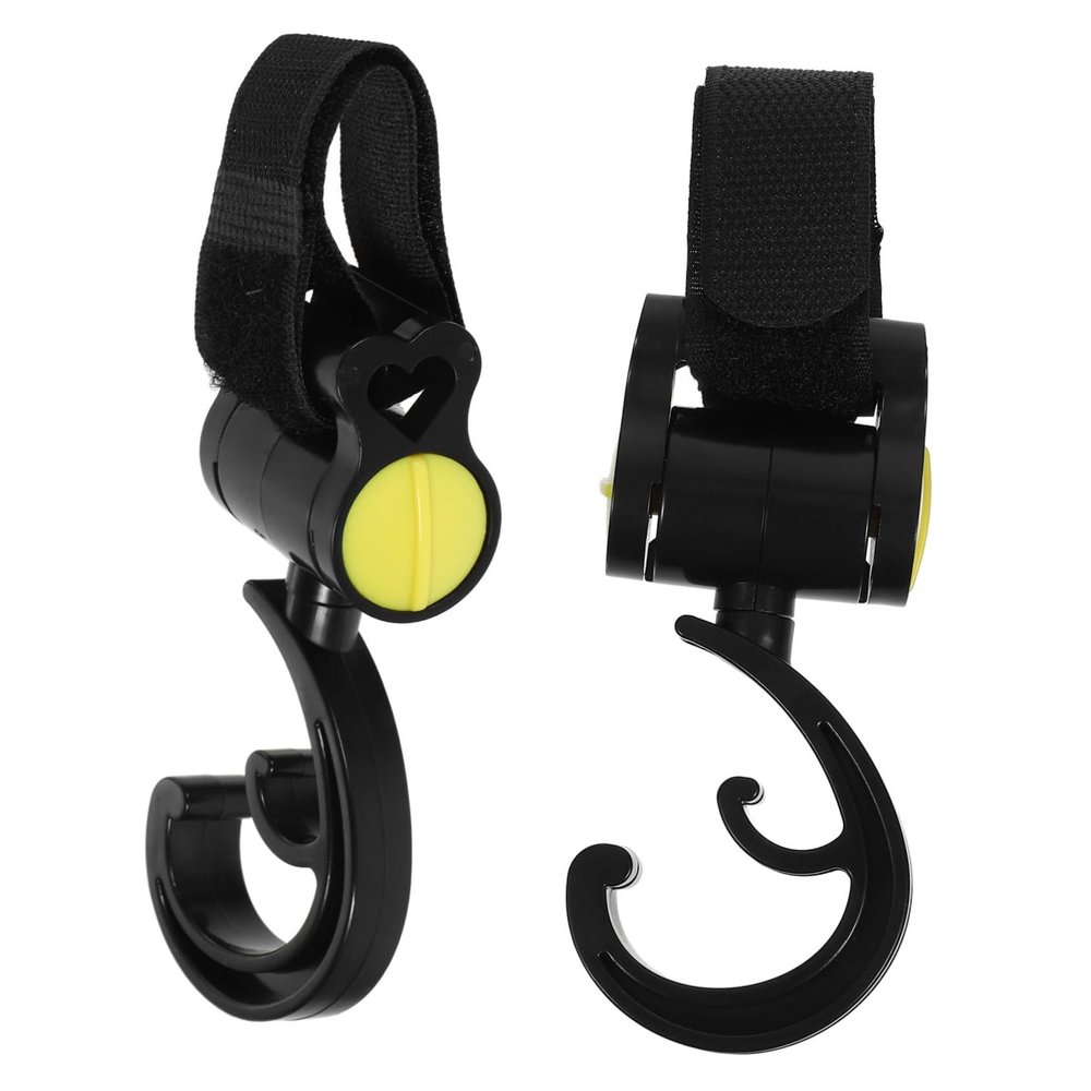 ifundom 2pcs Stroller Hooks for Bags Multipurpose Heavy-Duty Clips for Stroller Accessories Easy to Install for Hanging Diaper Bags and Shopping Yellow