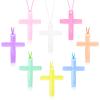 104 Pcs Crystal Cross Necklace, Plastic Cross Necklace Christian Gift Bulk Religious Party Favors Toy for Sunday School Church Easter Vacation Bible School Operation Christmas,8 Colors(Macaron color) view 1