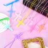 104 Pcs Crystal Cross Necklace, Plastic Cross Necklace Christian Gift Bulk Religious Party Favors Toy for Sunday School Church Easter Vacation Bible School Operation Christmas,8 Colors(Macaron color) view 3