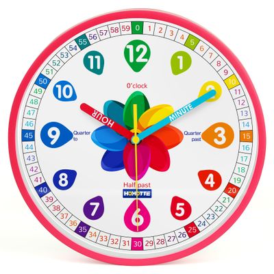 Homotte Learning Clock for Kids | Silent Telling Time Educational Clock