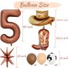 Western Cowboy Party Decorations, 40 Inch Foil Brown Number 5 Balloons, Latex Cowboy Balloons for Cowboy Birthday Party Decorations for Boy view 2