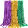 30Pcs Mardi Gras Beads Mardi Gras Green Purple Gold Metallic Bead Necklace Carnival Costumes Necklaces Bulk Mardi Gras Beads Necklace Accessories for Mardi Gras Carnival Masquerade Parade Decorations Throws Party Decorations view 1