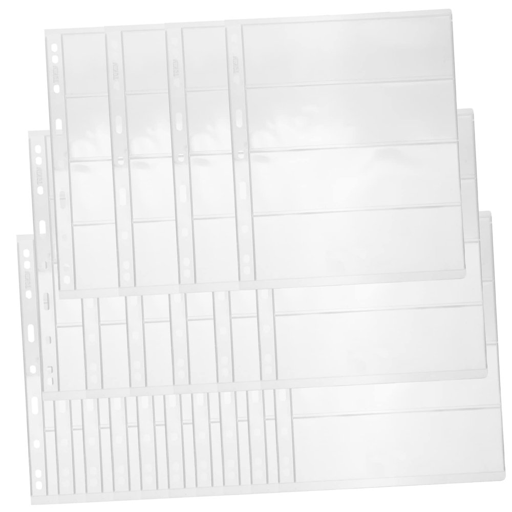 PLAFOPE 20sheets Stamp and Coins Collection Pages Transparent Storage for Money and Collectibles Compatible with Standard Binders for Stamp Lovers and Collectors