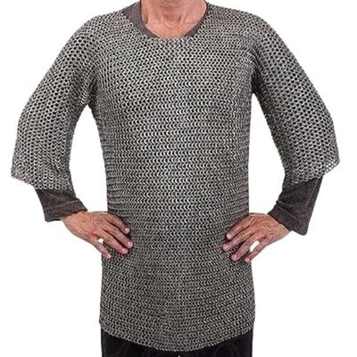 9mm 18 Gauge Flat Riveted Rings with Washer Chainmail Shirt, Natural Coated Arming Wear (XXL)