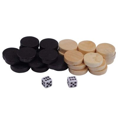 32 Piece Wooden Backgammon Checkers & Checkers & Backgammon Chess Piece for Kids Board Game Learning Camping