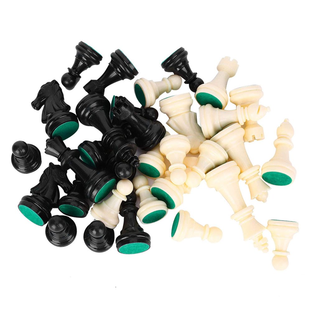 Chess Pieces Plastic Chess Piece Set International Chess Set Black and White Complete Chess Piece Set (Medium King Height 64mm)