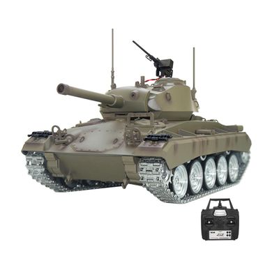 DAOYU Rc Tank That Shoots, 1/16 Scale 2.4G RC US M24 Light Tank Model with Smoke and Sound Effects (Metal Upgraded Version)