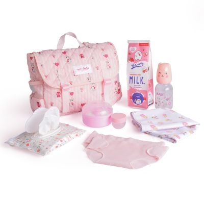BABESIDE 9 Pcs Reborn Baby Doll Accessories Set for 17-22 Inch Reborn Dolls, Feeding and Care Set, Including Baby Doll Diaper Bag, 2 Diapers, Great for Children's Pretend Play (Doll not Included)