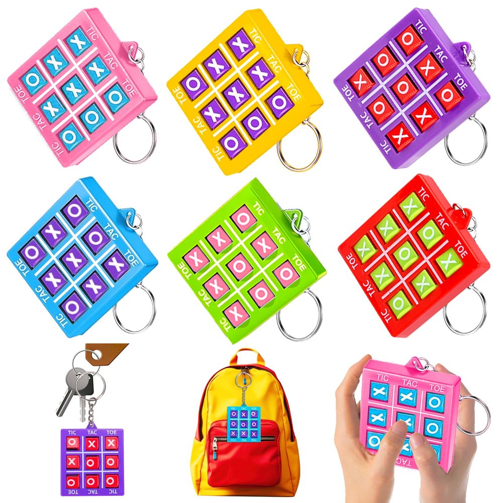 24PCS Tic Tac Toe Game Birthday Party Favors Goodie Bags Easter Basket Stuffers for Kids 4-8 8-12 Classroom Treasure Chest Carnival Prize Box Toys Bulk Keychain Pinata Filler Return Gifts for Girl Boy