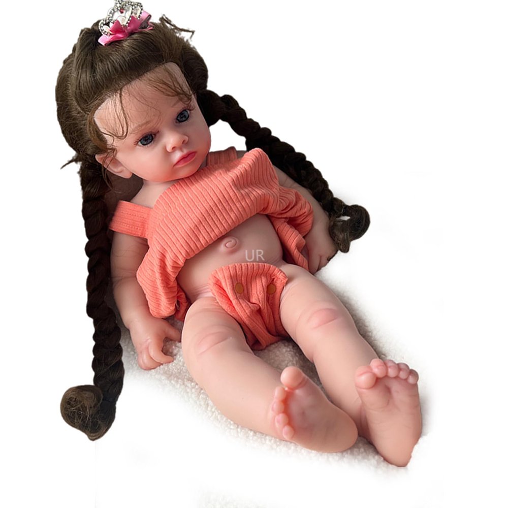 20" Preemie Full Body Silicone Baby Girl Doll 50cm Lifelike Rooted Hair Reborn Dolls Surprise Children Xmas Kids Gift White