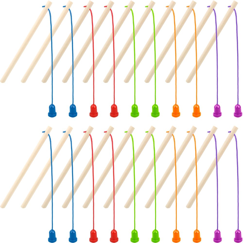 Feradny 20 Pcs Kids Wooden Magnetic Fishing Poles Mini Magnetic Fishing Rods Toy Fishing Pole for Kindergarten Preschool Boys Girls Fishing Game Activity, 5 Colors