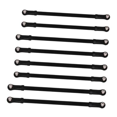 Beatifufu 8pc Aluminum Alloy Pull Rod Set for Rc Car Models Compatible Metal Spare Parts Black