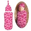Muishi Pink Roses Newborn Swaddle Blankets Hat Sets Soft Baby Receiving Blanket Swaddle Sack for Baby Shower Infant Boy Girl Gift view 1