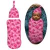 Muishi Pink Roses Newborn Swaddle Blankets Hat Sets Soft Baby Receiving Blanket Swaddle Sack for Baby Shower Infant Boy Girl Gift view 2