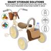 Emmliy Tricycle for Toddlers Age 2-6 Years Old, Kid's Tricycle with Pedals, Baby Balance Bike with PU Sponge Cushion and Imitation Rattan Woven Cart Basket, Carbon Steel Frame view 3