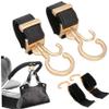 2PCS Stroller Hooks Dual Hook Rotating Stroller Clips Easy to Attach Stroller Accessories with Strong Load-Bearing Hand-Free Hooks for Diaper Bag Shopping Bag Gold view 1