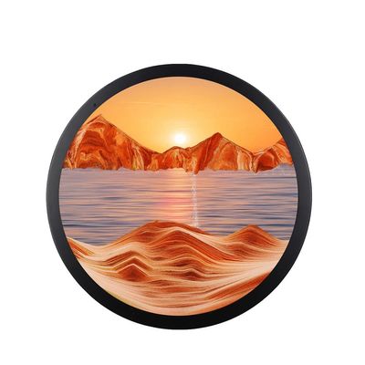 17.3'' Moving Sand Art Decor, Sand Art Wall Mounted Rotate Sculpture, 3D Sand Art Liquid Motion 360 Wall Mounted Sand Painting Art Living Room Decoration,Relaxing Mood Home Office Work Decor(A)