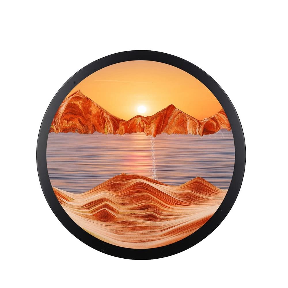 17.3'' Moving Sand Art Decor, Sand Art Wall Mounted Rotate Sculpture, 3D Sand Art Liquid Motion 360 Wall Mounted Sand Painting Art Living Room Decoration,Relaxing Mood Home Office Work Decor(A)