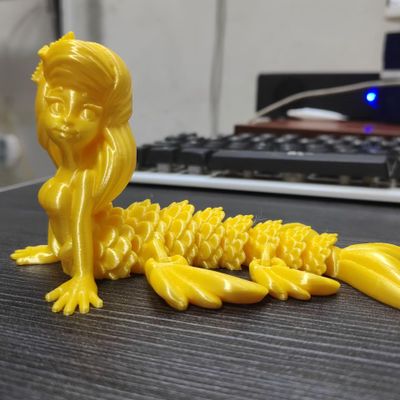 GSHLGAO 3D Printed Mermaid, Animal Toys, Home, Room, car Decoration, Desktop Ornaments, and Free Movement of Joints (Golden)