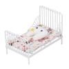 1:12 Scale Dollhouse Furniture Mini Bed Set Decorative Pillow Metal Frame Realistic Miniature Bed White (A) view 1