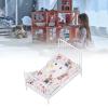 1:12 Scale Dollhouse Furniture Mini Bed Set Decorative Pillow Metal Frame Realistic Miniature Bed White (A) view 3