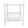 1/12 Miniature Porch Swing,Dollhouse Garden Miniature Swing, Birch Wood,Vintage White Wooden Porch Swing,Classic Style view 1