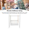 1/12 Miniature Porch Swing,Dollhouse Garden Miniature Swing, Birch Wood,Vintage White Wooden Porch Swing,Classic Style view 2