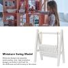 1/12 Miniature Porch Swing,Dollhouse Garden Miniature Swing, Birch Wood,Vintage White Wooden Porch Swing,Classic Style view 4