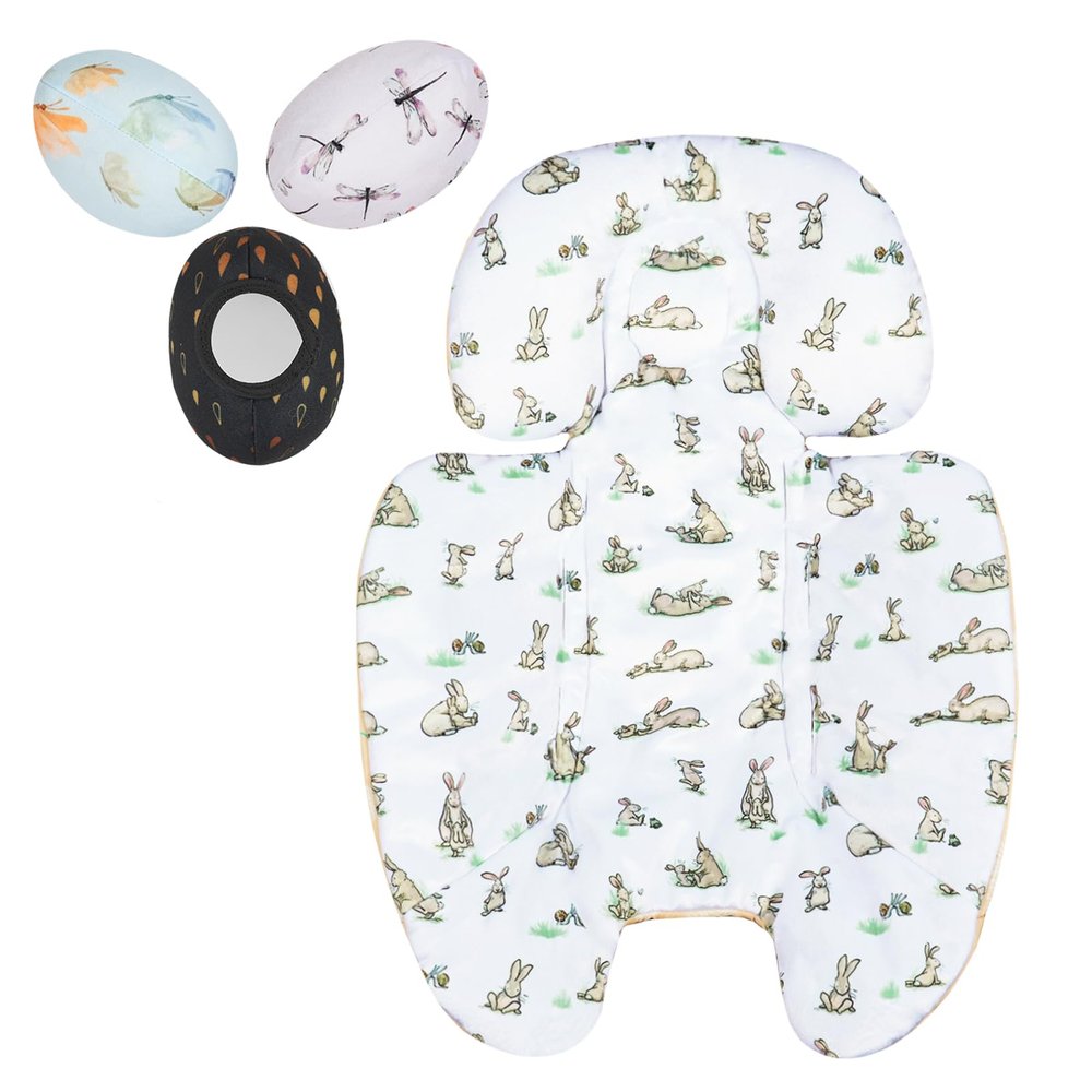 FSINWV Newborn Insert and 3Pcs Replacement Toy Balls for Mamaroo, Breathable Reversible Infant Insert Compatible with Mamaroo Baby Swing & RockaRoo, Head & Body Support, Machine Washable