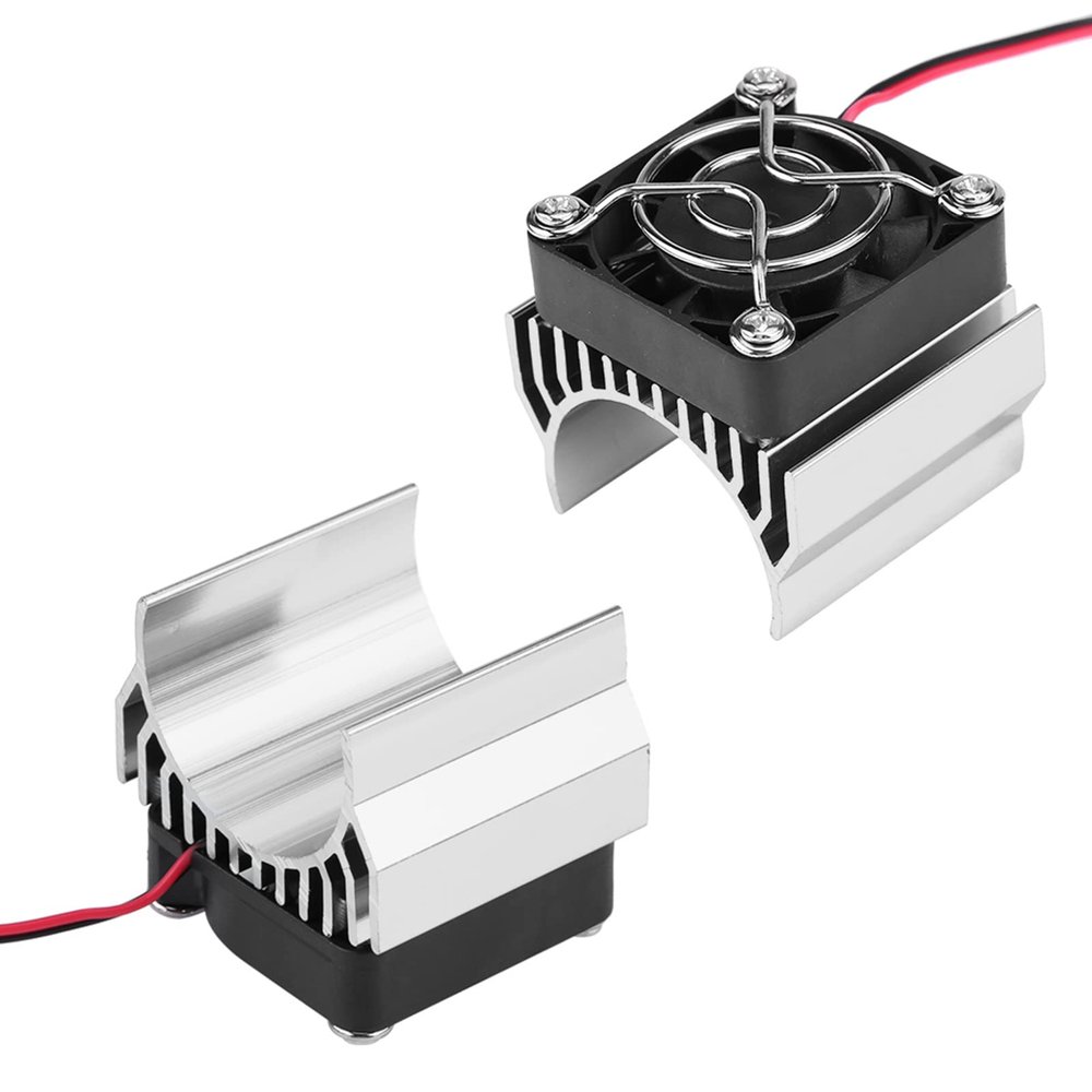 Acouto Heat Sink with Cooling Fan for 1/10 Scale Electric Rc Car 540/550 / 3650 Motor RC1/10 Electric Car Model Rc Motor Fan (Silver)