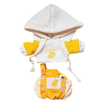 niannyyhouse 20cm Plush Doll Clothes Fruit Pattern Hoodies Overalls 8in Soft Stuffed Doll Dressup (Yellow-1)