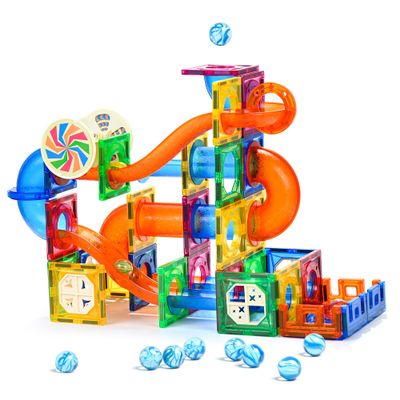 MAGBLOCK 85Pcs Marble Run Magnetic Tiles Toy Building Blocks STEM Educational Child Brain Development Kit Magnet Construction Toys for Boys Girls Kids Age 5 6 7+ Years Old
