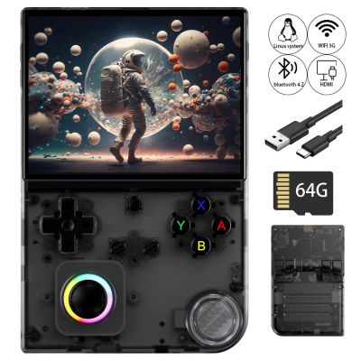RG40XX V Retro Handheld Game Console with Linux System 4''IPS Screen Built-in 64G Card Preloaded Games 4753+ RG 40XXV Portable Gaming Console RG40XXV Supports 5G WiFi HDMI Bluetooth 4.2 Black
