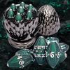 ARUOHHA DND Metal Dice Black Green Dragon Egg Dice with Rotating Dragon Egg Shell, Role Playing Game RPG Polyhedral D and D Dice Set D20 D12 D10 D8 D6 D4 view 1
