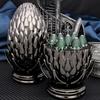 ARUOHHA DND Metal Dice Black Green Dragon Egg Dice with Rotating Dragon Egg Shell, Role Playing Game RPG Polyhedral D and D Dice Set D20 D12 D10 D8 D6 D4 view 3