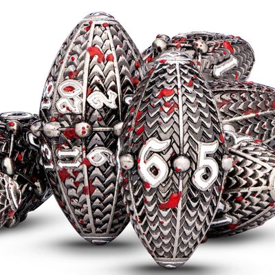 ARUOHHA DND Metal Dice Blood Splatter Dragon Egg Dice with Metal Box, Role Playing Game RPG Polyhedral D and D Dice Set D20 D12 D10 D8 D6 D4