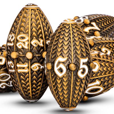 ARUOHHA DND Metal Dice Antique Gold Dragon Egg Dice with Metal Box, Role Playing Game RPG Polyhedral D and D Dice Set D20 D12 D10 D8 D6 D4