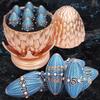 ARUOHHA DND Metal Dice Copper Blue Dragon Egg Dice with Rotating Dragon Egg Shell, Role Playing Game RPG Polyhedral D and D Dice Set D20 D12 D10 D8 D6 D4 view 1