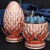 ARUOHHA DND Metal Dice Copper Blue Dragon Egg Dice with Rotating Dragon Egg Shell, Role Playing Game RPG Polyhedral D and D Dice Set D20 D12 D10 D8 D6 D4 view 3