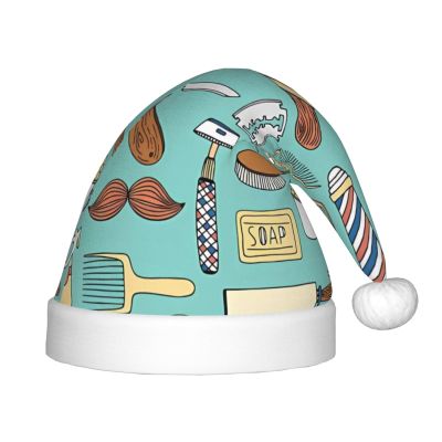 barber shop Christmas hat - Plush Soft Cap for Christmas, New Year, Halloween - Vibrant Headpieces & Headwear Supplies