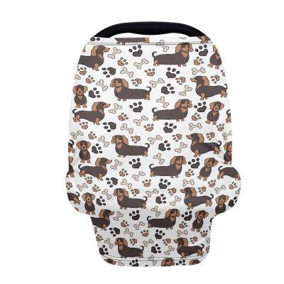 Forchrinse Dachshund Paw Print Print Baby Car Seat Cover Soft Stretchy Breastfeeding Nursing Cover Multi Use Cover for Shopping Cart/High Chair/Stroller