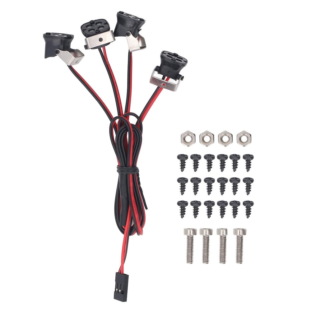 16 LED RC Car Roof Lights, 4 Lamp Headlights Front Spotlights for 1/10 RC Crawler, for Axial, SCX10 90046, Gen8 (Red Light)