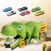 Almencla Dinosaur Transport Truck with Mini Cars Portable Novelty Storage Dinosaur Car Vehicles Playset for Kindergarten Birthday Gift, 6 Small Cars view 2